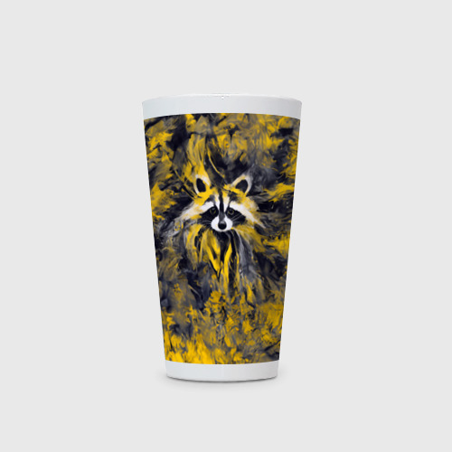 Кружка Латте Абстрактный желтый енот в стиле арт - фото 2