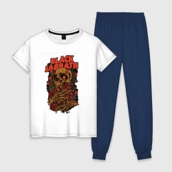 Женская пижама с белой футболкой хлопок Черный саббат