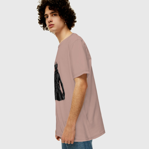 Мужская футболка хлопок Oversize Bloodborne охотник, цвет пыльно-розовый - фото 5