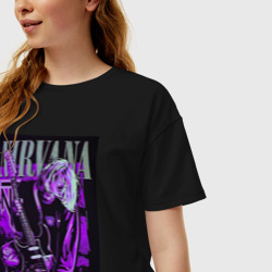 Женская футболка хлопок Oversize Nirvana band - фото 2