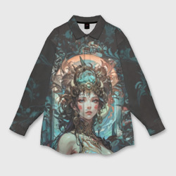 Женская рубашка oversize 3D Изумрудная фея