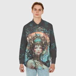 Мужская рубашка oversize 3D Изумрудная фея - фото 2
