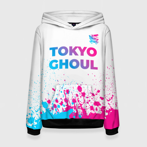 Женская толстовка 3D с принтом Tokyo Ghoul neon gradient style: символ сверху, вид спереди #2