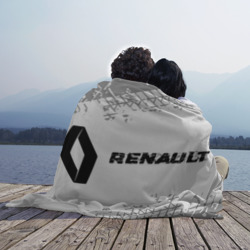 Плед 3D Renault Speed на светлом фоне со следами шин: надпись и символ - фото 2
