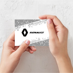Поздравительная открытка Renault Speed на светлом фоне со следами шин: надпись и символ - фото 2