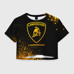 Женская футболка Crop-top 3D Lamborghini - gold gradient