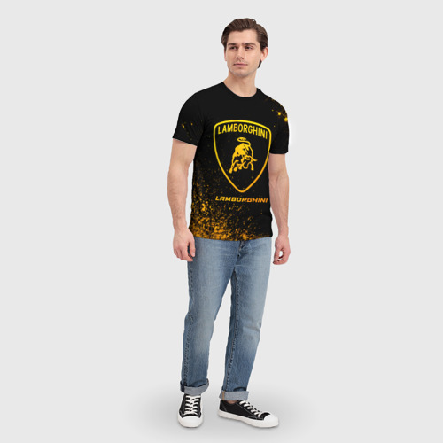 Мужская футболка 3D Lamborghini - gold gradient, цвет 3D печать - фото 5