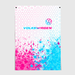 Постер Volkswagen neon gradient style: символ сверху