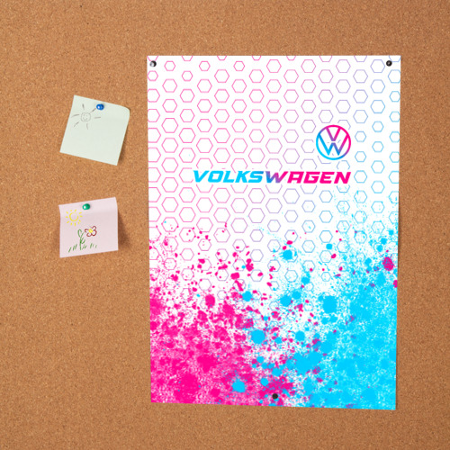 Постер Volkswagen neon gradient style: символ сверху - фото 2