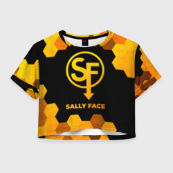 Женская футболка Crop-top 3D Sally Face - gold gradient