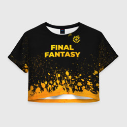 Женская футболка Crop-top 3D Final Fantasy - gold gradient: символ сверху