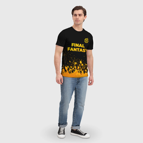 Мужская футболка 3D с принтом Final Fantasy - gold gradient: символ сверху, вид сбоку #3