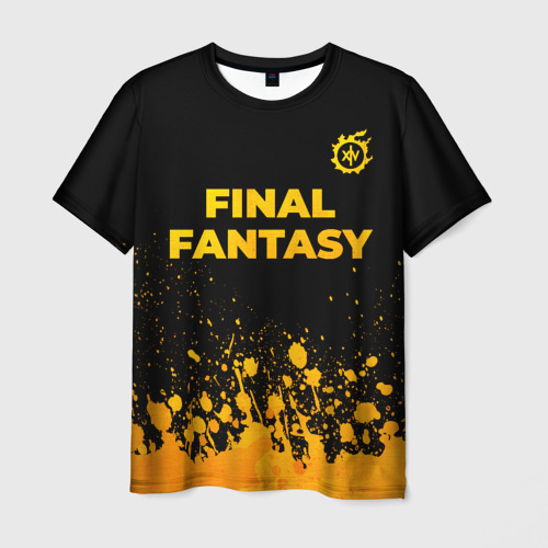 Мужская футболка 3D с принтом Final Fantasy - gold gradient: символ сверху, вид спереди #2
