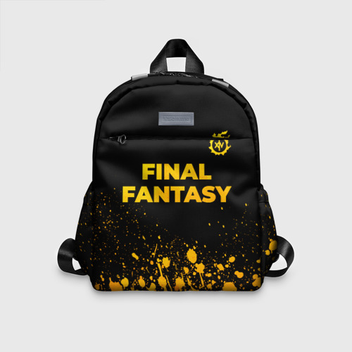 Детский рюкзак 3D с принтом Final Fantasy - gold gradient: символ сверху, вид спереди #2