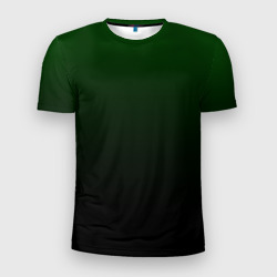 Мужская футболка 3D Slim Градиент чёрно-зеленый