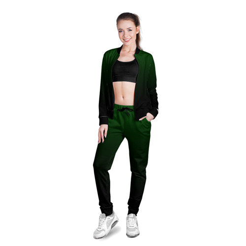 Женская олимпийка 3D с принтом Градиент чёрно-зеленый, фото на моделе #1
