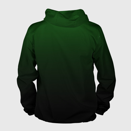 Мужская ветровка 3D с принтом Градиент чёрно-зеленый, вид сзади #1
