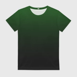 Женская футболка 3D Градиент чёрно-зеленый