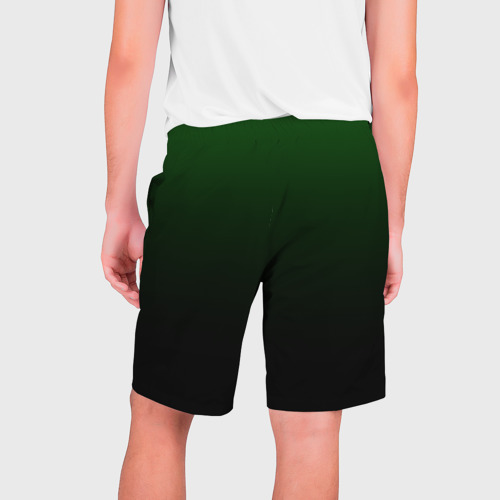 Мужские шорты 3D с принтом Градиент чёрно-зеленый, вид сзади #1