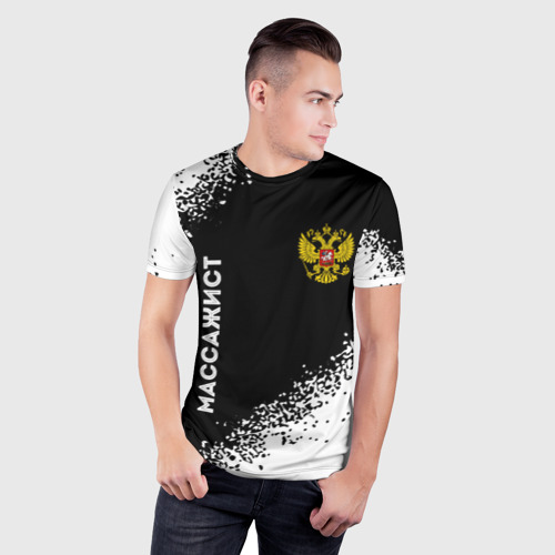 Мужская футболка 3D Slim Массажист из России и герб РФ: надпись, символ, цвет 3D печать - фото 3