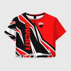 Женская футболка Crop-top 3D Ducati - red stripes