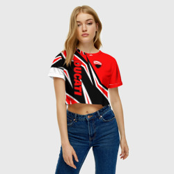 Женская футболка Crop-top 3D Ducati - red stripes - фото 2
