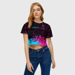 Женская футболка Crop-top 3D System of a Down - neon gradient: символ сверху - фото 2