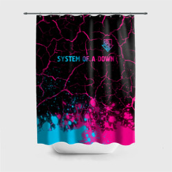 Штора 3D для ванной System of a Down - neon gradient: символ сверху