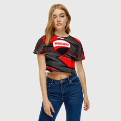 Женская футболка Crop-top 3D Ducati - red stripes - фото 2