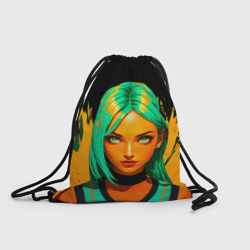 Рюкзак-мешок 3D Девушка с аквамариновыми волосами с гуммигутовой кожей