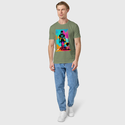 Мужская футболка хлопок Funny skeleton - pop art - neural network, цвет авокадо - фото 5