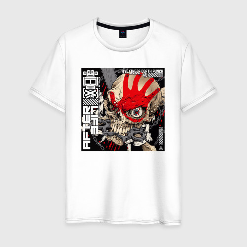 Мужская футболка из хлопка с принтом Обложка альбома AfterLife группы Five Finger Death Punch, вид спереди №1