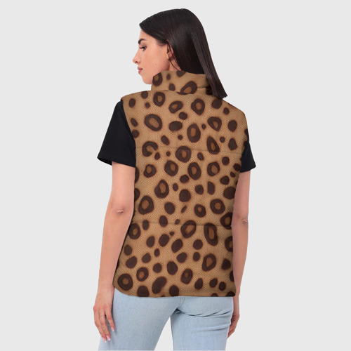Женский жилет утепленный 3D с принтом Шкура леопарда коричневая, вид сзади #2