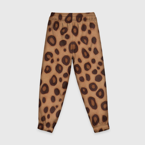 Детские брюки 3D с принтом Шкура леопарда коричневая, вид сзади #1