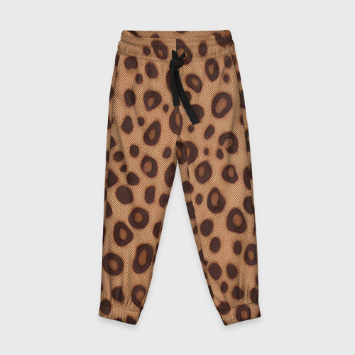 Детские брюки 3D с принтом Шкура леопарда коричневая, вид спереди #2