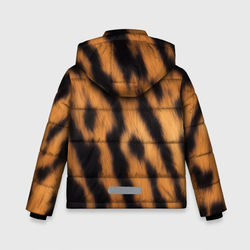 Зимняя куртка для мальчиков 3D с принтом Шкура тигра коричневая, вид сзади #1