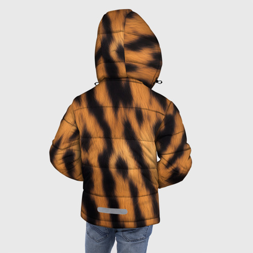 Зимняя куртка для мальчиков 3D с принтом Шкура тигра коричневая, вид сзади #2