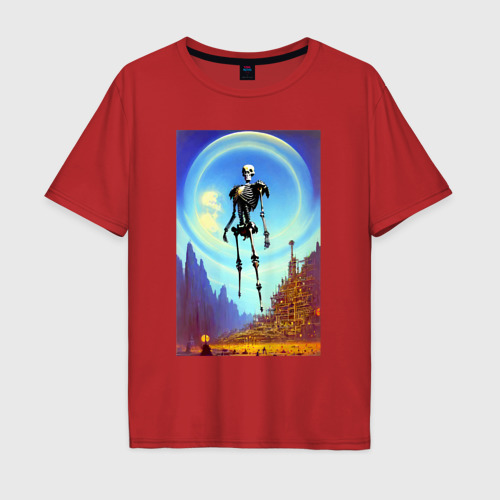 Мужская футболка хлопок Oversize с принтом Призрак древнего города - нейросеть, вид спереди #2