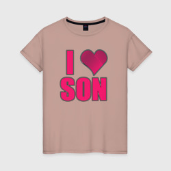 Я люблю сына - надпись с сердечком – Женская футболка хлопок с принтом купить со скидкой в -20%