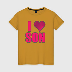 Я люблю сына - надпись с сердечком – Женская футболка хлопок с принтом купить со скидкой в -20%