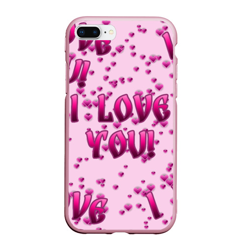 Чехол для iPhone 7Plus/8 Plus матовый Я люблю тебя паттерн, цвет розовый