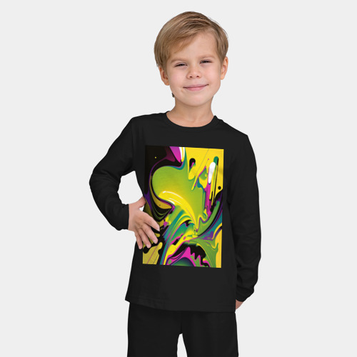 Детская пижама с лонгсливом хлопок Неоновый психоделик, цвет черный - фото 3
