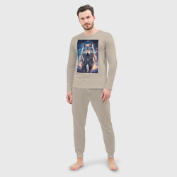 Мужская пижама с лонгсливом хлопок Шаман волк - фото 2