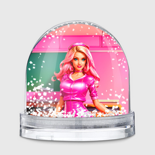 Игрушка Снежный шар Девушка в пурпурном платье в розовой комнате