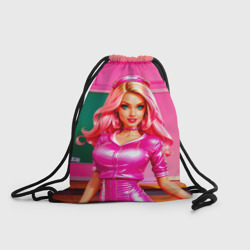 Рюкзак-мешок 3D Девушка в пурпурном платье в розовой комнате