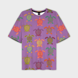 Мужская футболка oversize 3D Разноцветные морские черепахи