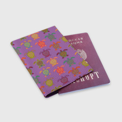Обложка для паспорта матовая кожа Разноцветные морские черепахи - фото 2