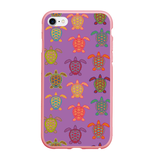 Чехол для iPhone 6/6S матовый с принтом Разноцветные морские черепахи, вид спереди #2