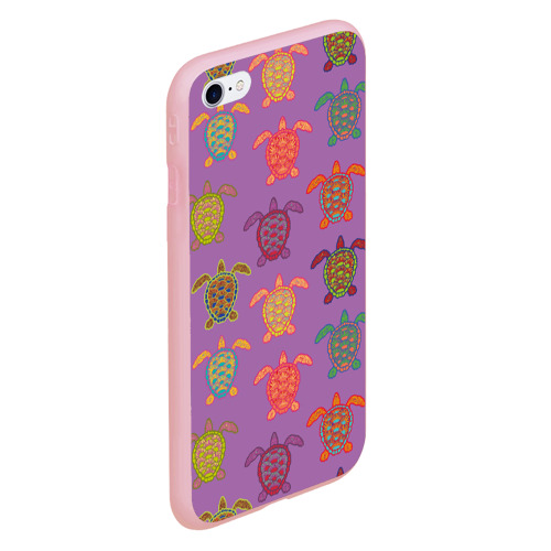 Чехол для iPhone 6/6S матовый с принтом Разноцветные морские черепахи, вид сбоку #3