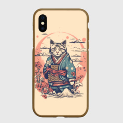 Чехол для iPhone XS Max матовый Кот-самурай